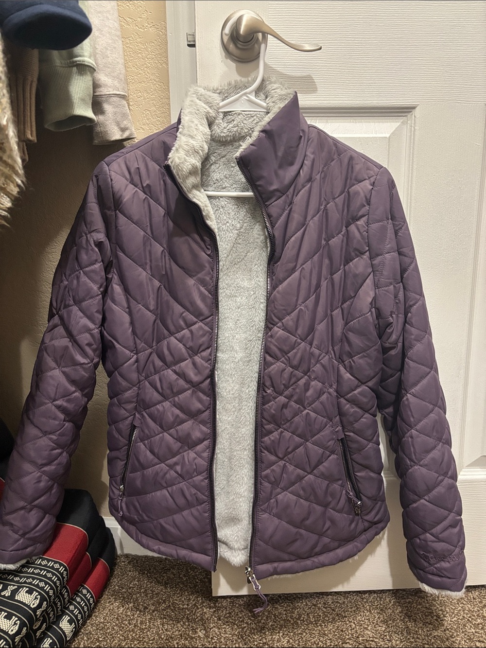 Quilted Purple Reversible Jacket with Soft Fleece Lining